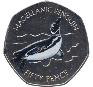 2017 50 PENCE MAGELLANIC PENGUIN FALKLAND ISLANDS COLOURISED ( BU ) - WORLD COINS - Cambridgeshire Coins
