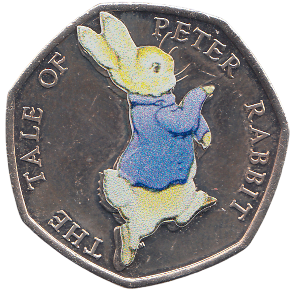2017 50 PENCE THE TALE OF PETER RABBIT COLOURED ( BU ) - WORLD COINS - Cambridgeshire Coins