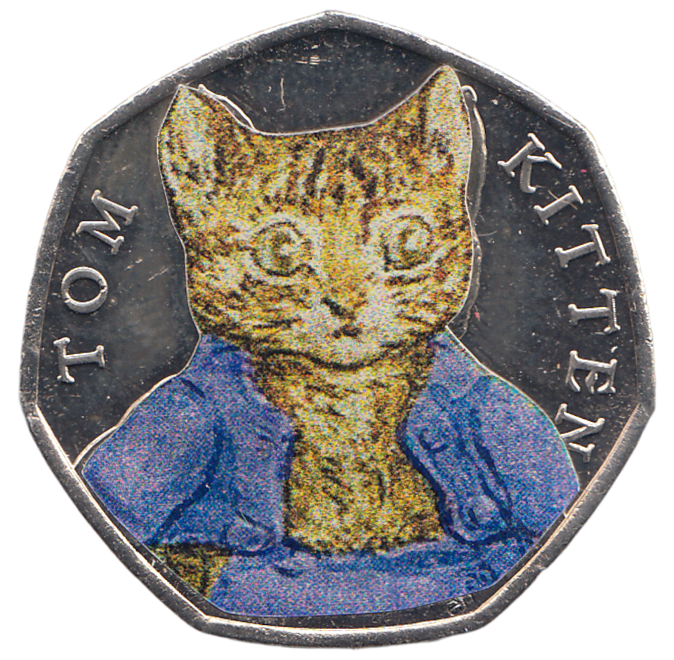 2017 50 PENCE TOM KITTEN COLOURED ( BU ) - WORLD COINS - Cambridgeshire Coins