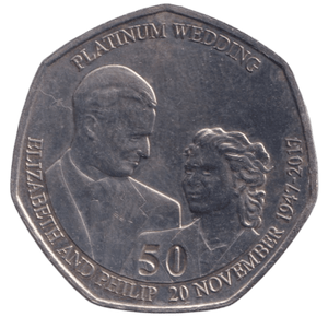 2017 50P PLATINUM WEDDING ISLE OF MAN - WORLD COINS - Cambridgeshire Coins