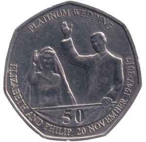 2017 50P PLATINUM WEDDING ISLE OF MAN - WORLD COINS - Cambridgeshire Coins