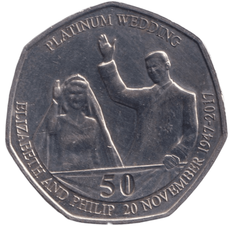 2017 50P PLATINUM WEDDING ISLE OF MAN - WORLD COINS - Cambridgeshire Coins