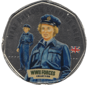 2017 50P SHAPED MEDALLION WAAF BALLON BARRAGE CREW - 50P SHAPED COIN - Cambridgeshire Coins