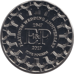 2017 BU FIVE POUNDS PLATINUM WEDDING - WORLD COINS - Cambridgeshire Coins