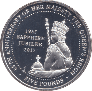 2017 BU FIVE POUNDS QUEEN 65TH ANNIVERSARY - WORLD COINS - Cambridgeshire Coins