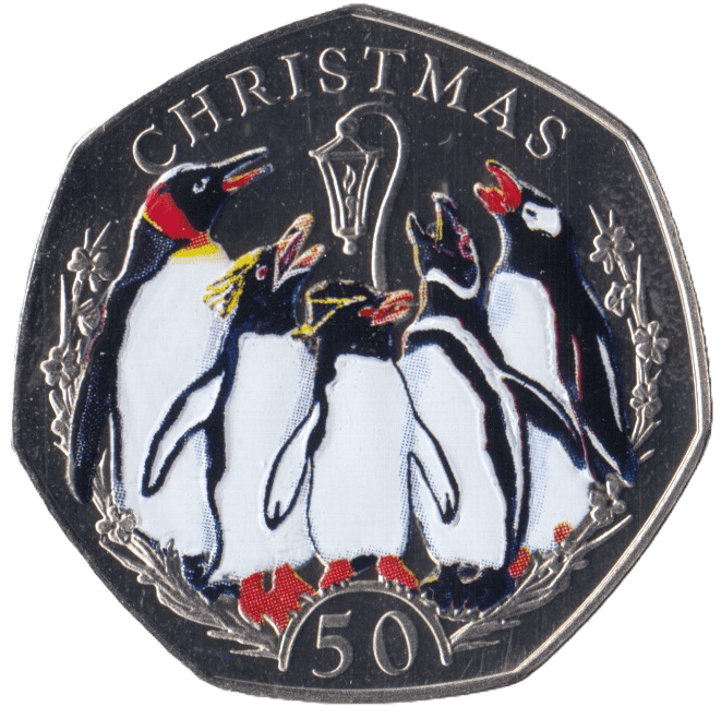 2017 CHRISTMAS 50P PENGUINS FALKLANDS PROOF - 50P CHRISTMAS COINS - Cambridgeshire Coins