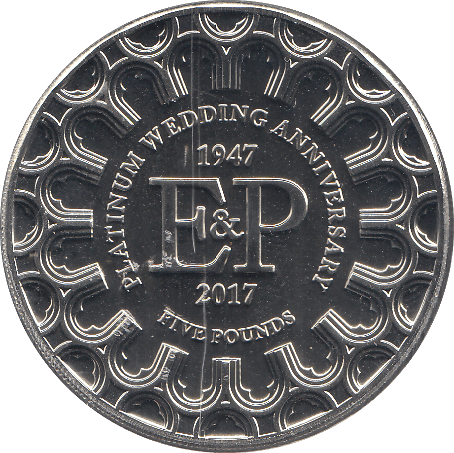2017 FIVE POUNDS BU PLATINUM WEDDING ANNIVERSARY - £5 BU - Cambridgeshire Coins