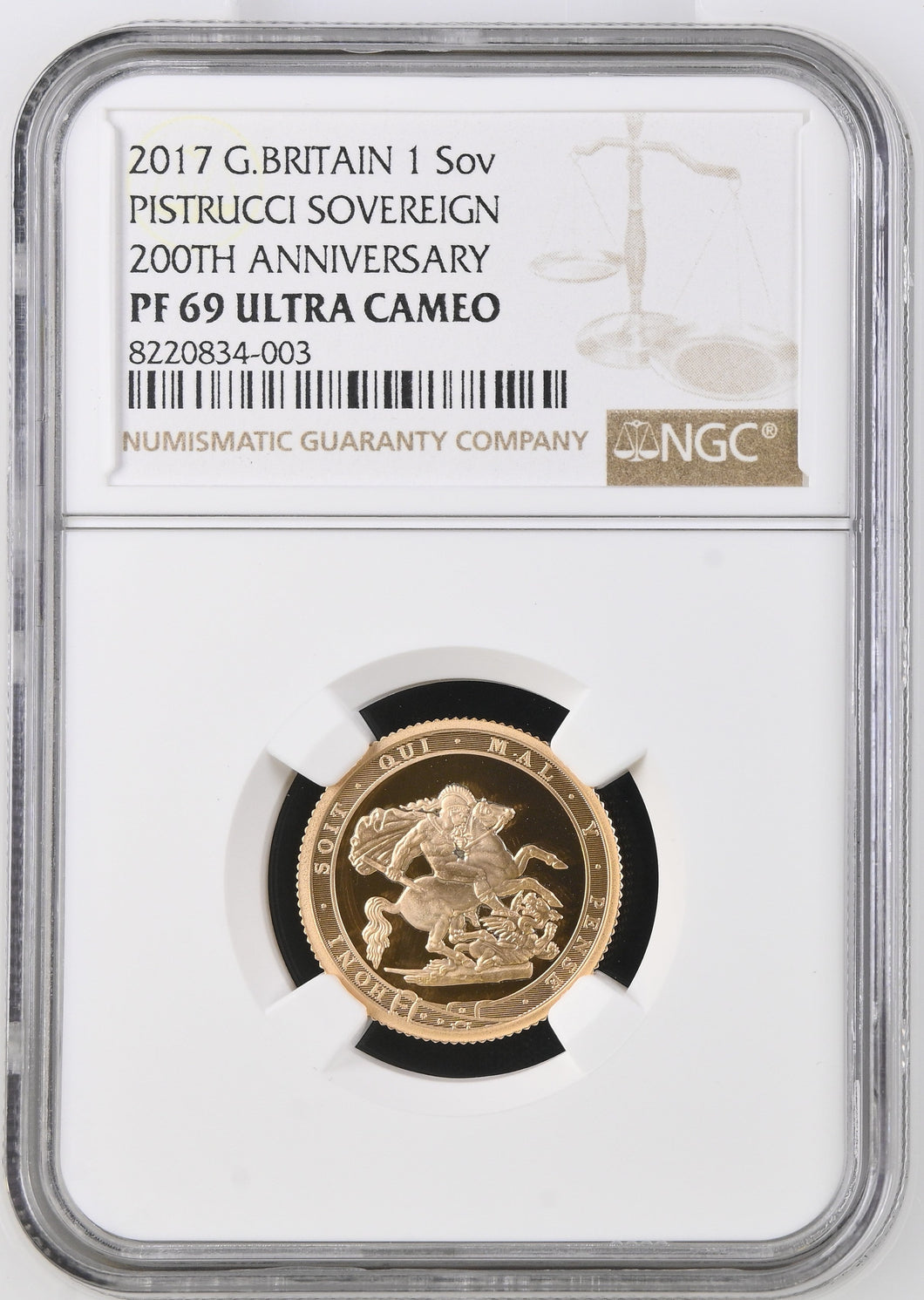 2017 GOLD £1 200TH ANNIVERSARY PF 69 ULTRA CAMEO - NGC GOLD £1 - Cambridgeshire Coins
