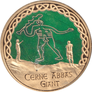 2017 GOLD PLATED MEDALLION MYTHS AND LEGENDS CERNE ABBAS GIANT - WORLD COINS - Cambridgeshire Coins