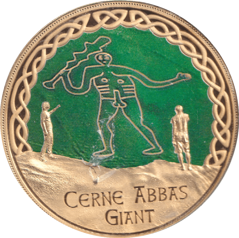 2017 GOLD PLATED MEDALLION MYTHS AND LEGENDS CERNE ABBAS GIANT - WORLD COINS - Cambridgeshire Coins