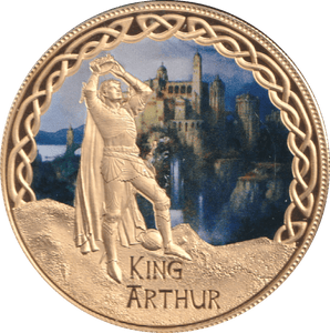 2017 GOLD PLATED MEDALLION MYTHS AND LEGENDS KING ARTHUR - WORLD COINS - Cambridgeshire Coins