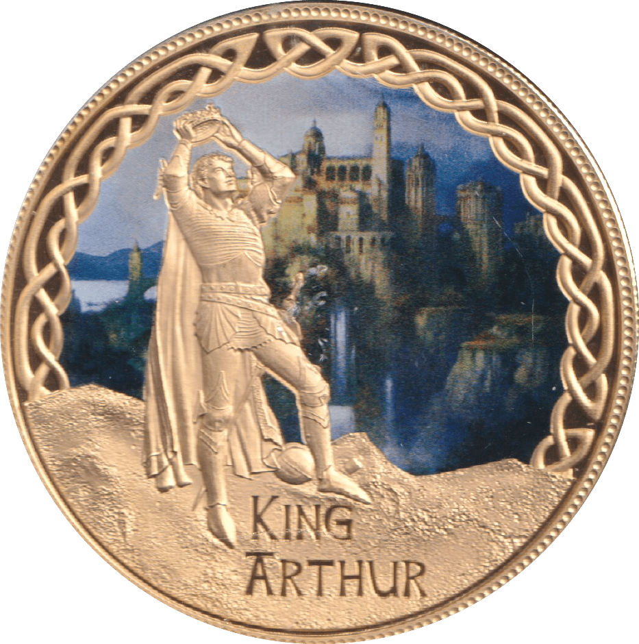 2017 GOLD PLATED MEDALLION MYTHS AND LEGENDS KING ARTHUR - WORLD COINS - Cambridgeshire Coins
