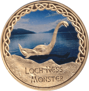 2017 GOLD PLATED MEDALLION MYTHS AND LEGENDS LOCH NESS MONSTER - WORLD COINS - Cambridgeshire Coins