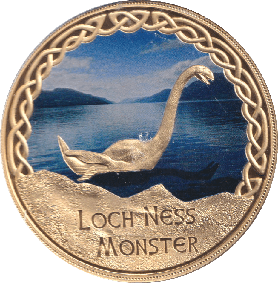 2017 GOLD PLATED MEDALLION MYTHS AND LEGENDS LOCH NESS MONSTER - WORLD COINS - Cambridgeshire Coins