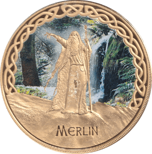 2017 GOLD PLATED MEDALLION MYTHS AND LEGENDS MERLIN - WORLD COINS - Cambridgeshire Coins