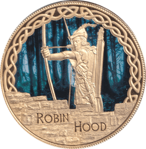2017 GOLD PLATED MEDALLION MYTHS AND LEGENDS ROBIN HOOD - WORLD COINS - Cambridgeshire Coins