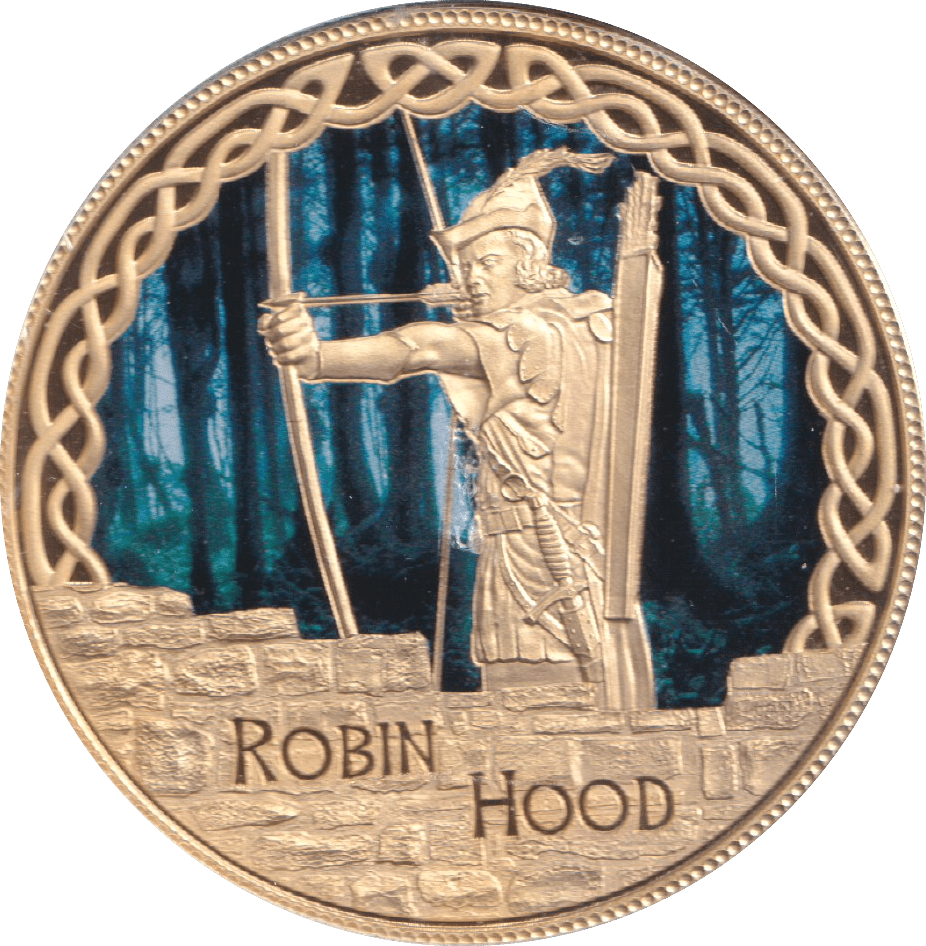 2017 GOLD PLATED MEDALLION MYTHS AND LEGENDS ROBIN HOOD - WORLD COINS - Cambridgeshire Coins