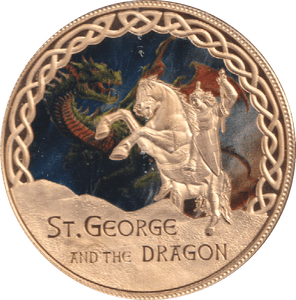 2017 GOLD PLATED MEDALLION MYTHS AND LEGENDS ST. GEORGE AND THE DRAGON - WORLD COINS - Cambridgeshire Coins