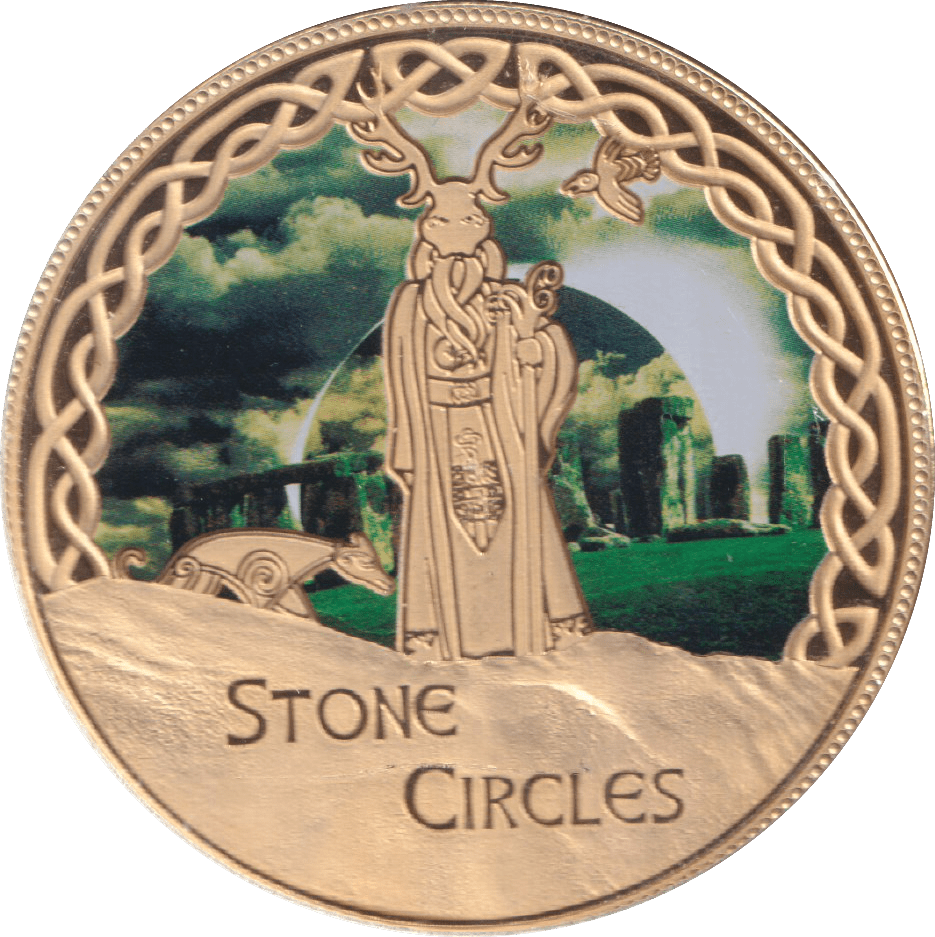 2017 GOLD PLATED MEDALLION MYTHS AND LEGENDS STONE CIRCLE - WORLD COINS - Cambridgeshire Coins
