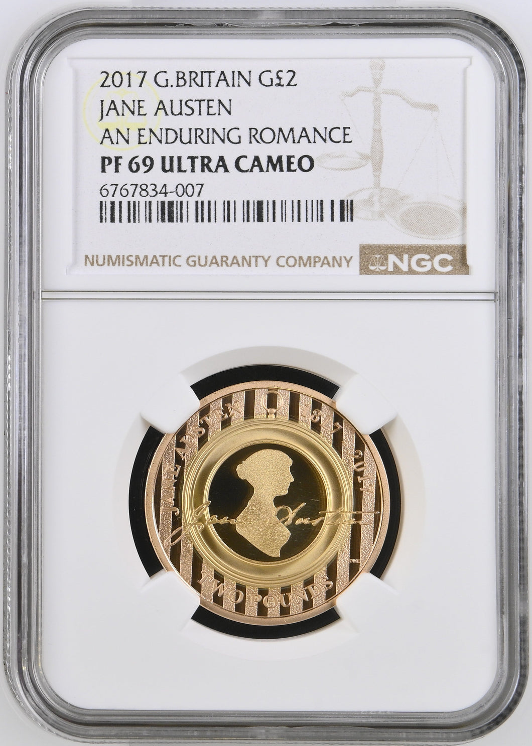 2017 GOLD PROOF £2 JANE AUSTEN AN ENDURING ROMANCE ULTRA CAMEO PF 69 - NGC GOLD £2 - Cambridgeshire Coins