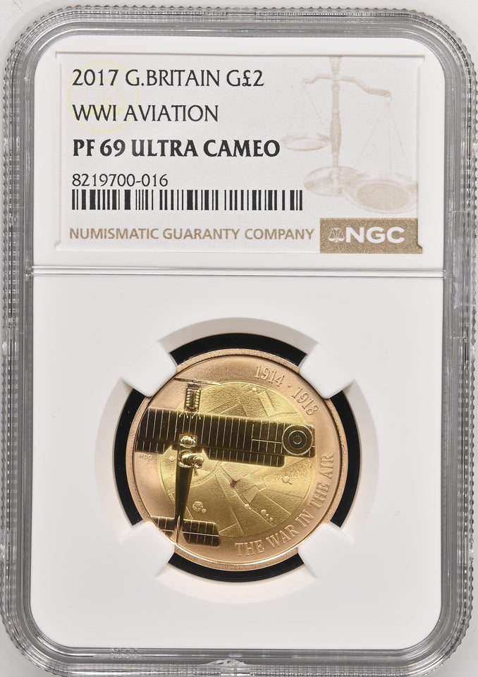2017 GOLD PROOF £2 WWI AVIATION PF69 ULTRA CAMEO - NGC GOLD £2 - Cambridgeshire Coins