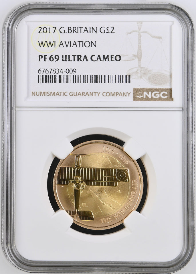 2017 GOLD PROOF £2 WWI AVIATION ULTRA CAMEO PF 69 - NGC GOLD £2 - Cambridgeshire Coins