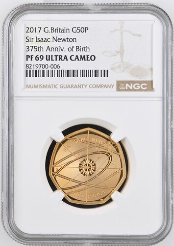 2017 GOLD PROOF 50P ISAAC NEWTON NGC PF 69 ULTRA CAMEO - NGC GOLD 50P - Cambridgeshire Coins