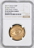 2017 GOLD PROOF 50P ISAAC NEWTON NGC PF 69 ULTRA CAMEO - NGC GOLD 50P - Cambridgeshire Coins