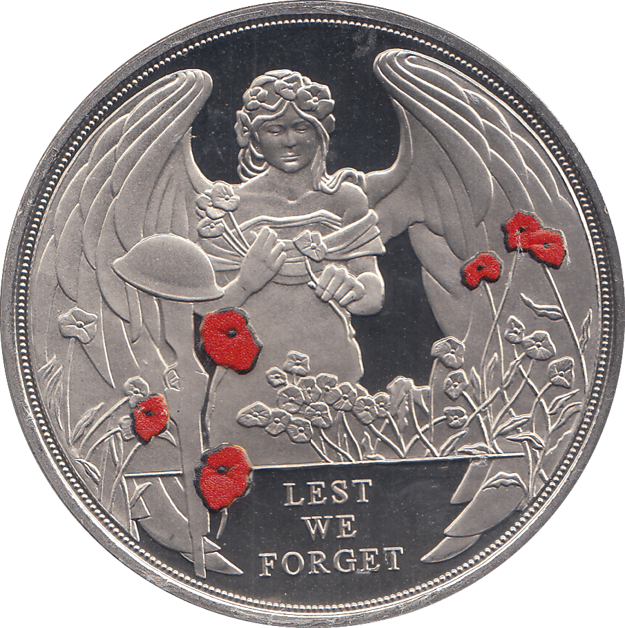 2017 ONE CROWN LEST WE FORGET BATTLE OF YPRES COLORED ( BU ) - WORLD COINS - Cambridgeshire Coins