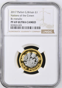 2017 PLATINUM £1 PIEDFORT NATIONS OF THE CRON PF 69 ULTRA CAMEO - NGC PLATINUM COINS - Cambridgeshire Coins