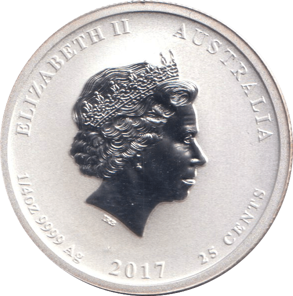 2017 REVERSE SILVER PROOF 25 CENTS AUSTRALIA - SILVER WORLD COINS - Cambridgeshire Coins