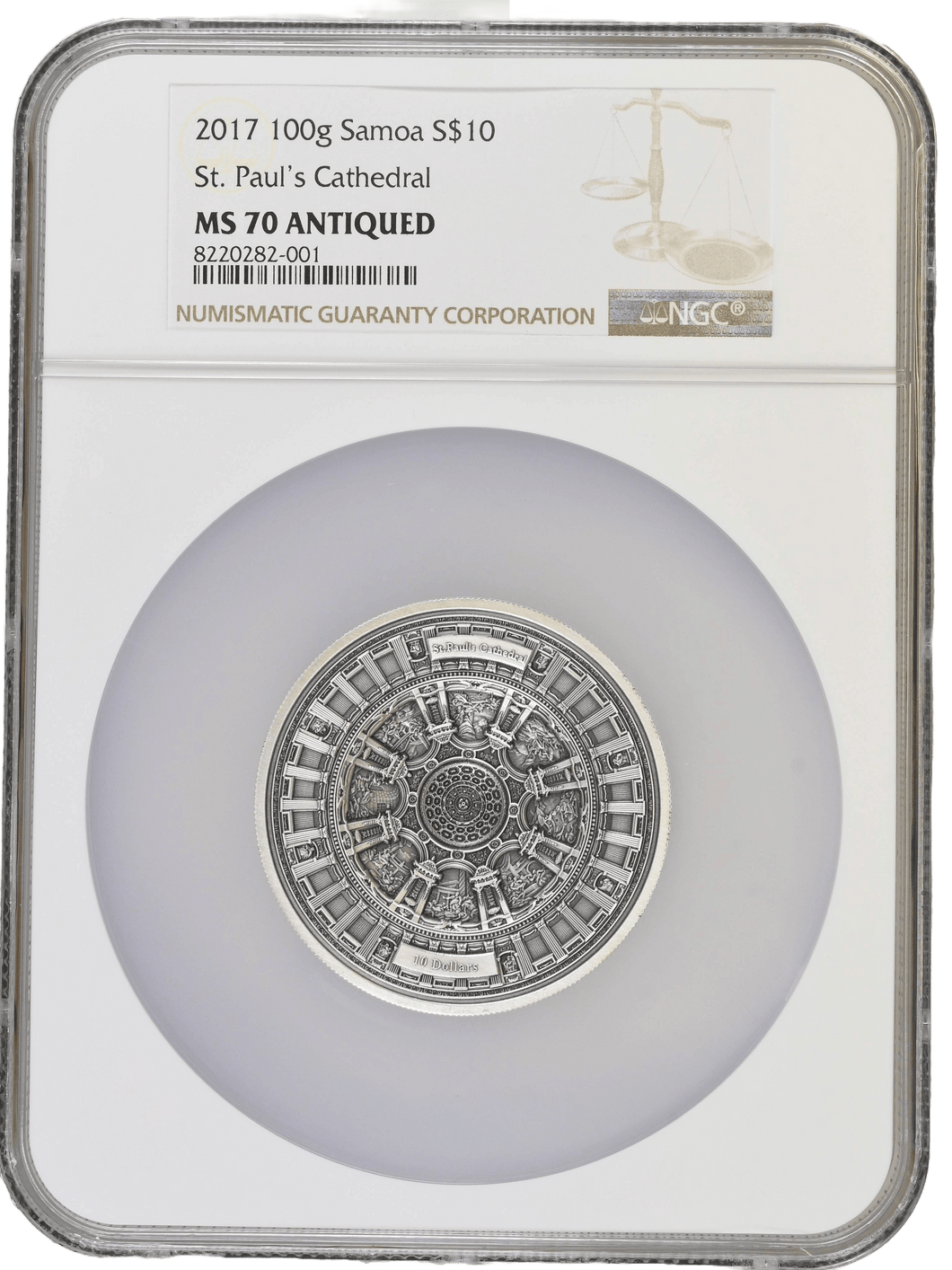 2017 Silver £10 St. Paul's Cathedral 100g Samoa Coin ( NGC ) PF 70 - NGC SILVER COINS - Cambridgeshire Coins