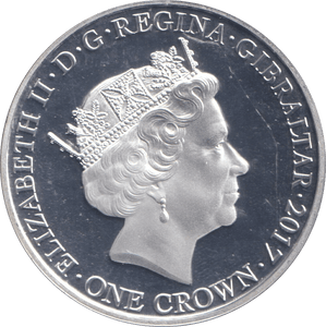 2017 SILVER PLATED CROWN 70TH ANNIVERSARY GIBRALTAR BU - WORLD COINS - Cambridgeshire Coins