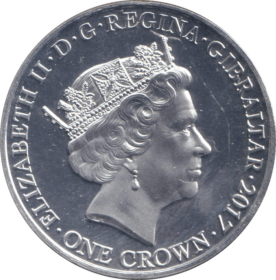 2017 SILVER PLATED CROWN 70TH ANNIVERSARY GIBRALTAR BU - WORLD COINS - Cambridgeshire Coins