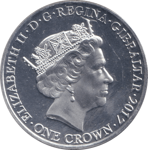 2017 SILVER PLATED CROWN 70TH ANNIVERSARY GIBRALTAR BU - WORLD COINS - Cambridgeshire Coins