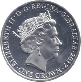 2017 SILVER PLATED CROWN 70TH ANNIVERSARY GIBRALTAR BU - WORLD COINS - Cambridgeshire Coins
