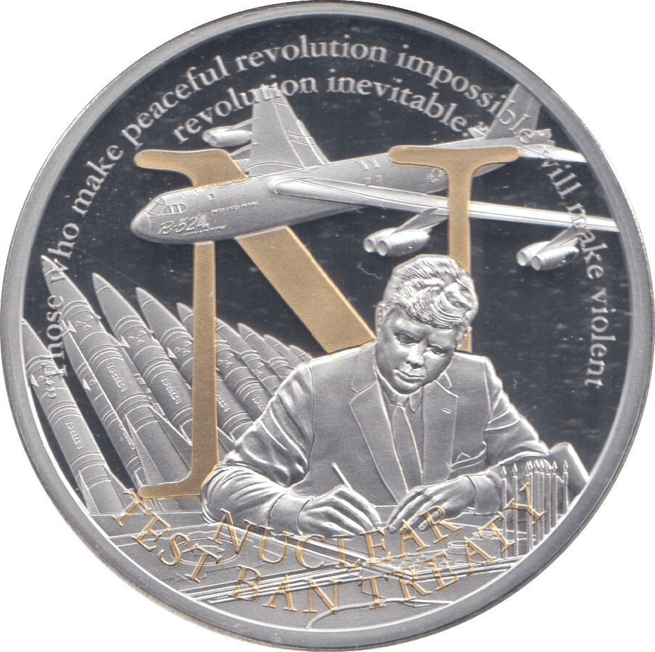 2017 SILVER PLATED JOHN F. KENNEDY 100TH BIRTHDAY NUCLEAR TEST BAN TREATY - WORLD COINS - Cambridgeshire Coins