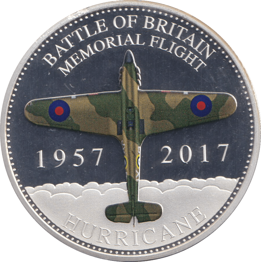 2017 SILVER PLATED PROOF BATTLE OF BRITAIN FIFTY PENCE HURRICANE - SILVER WORLD COINS - Cambridgeshire Coins