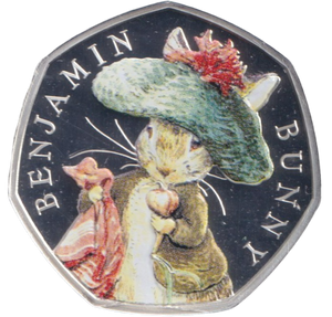 2017 SILVER PROOF COLOURED 50P BEATRIX POTTER BENJAMIN BUNNY - 50P Silver Proof - Cambridgeshire Coins