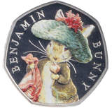 2017 SILVER PROOF COLOURED 50P BEATRIX POTTER BENJAMIN BUNNY - 50P Silver Proof - Cambridgeshire Coins