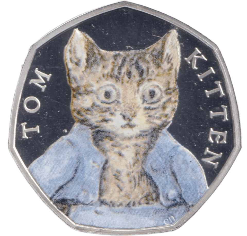 2017 SILVER PROOF COLOURED 50P BEATRIX POTTER TOM KITTEN - 50P Silver Proof - Cambridgeshire Coins