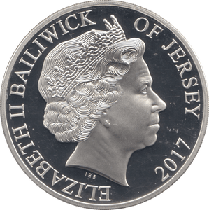 2017 SILVER PROOF FIVE POUNDS JERSEY - SILVER WORLD COINS - Cambridgeshire Coins
