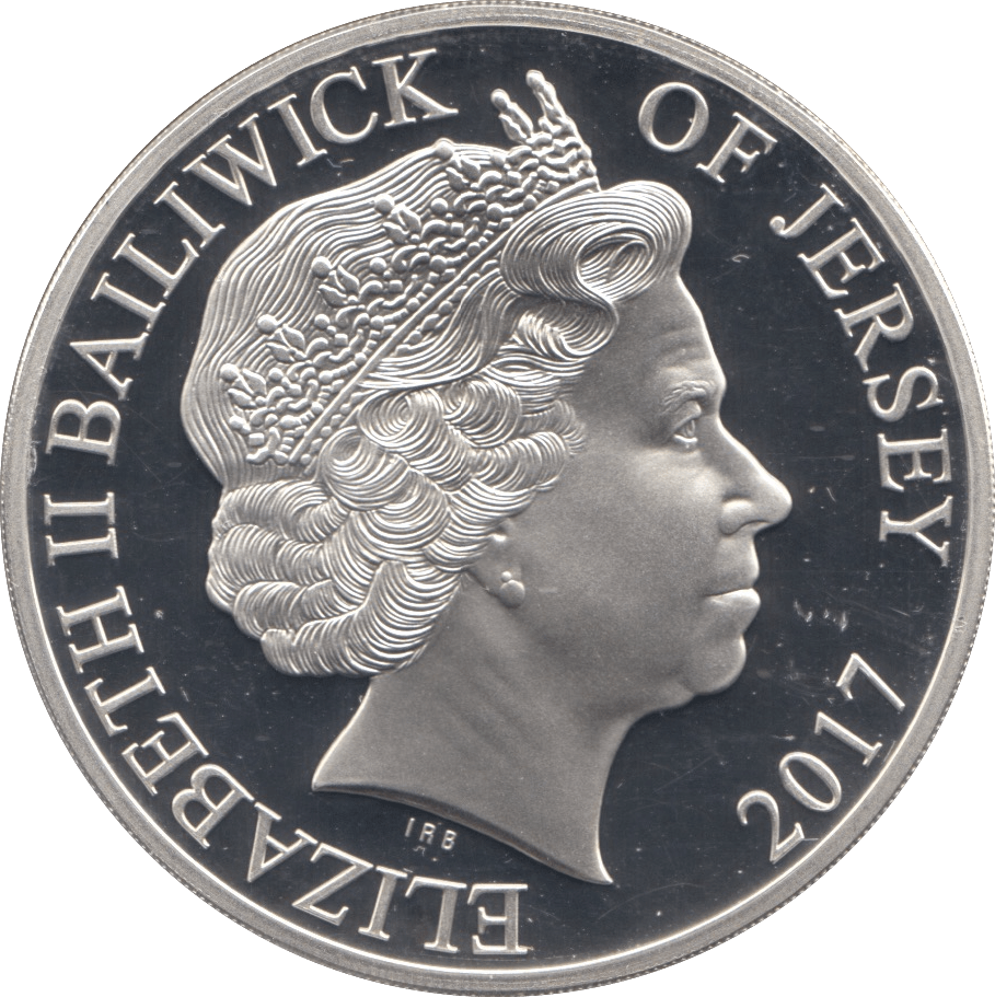 2017 SILVER PROOF FIVE POUNDS JERSEY - SILVER WORLD COINS - Cambridgeshire Coins