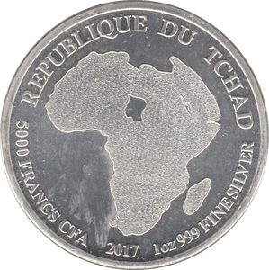 2017 SILVER REPUBLIC OF TCHAD 5000 FRANCS AFRICA - SILVER WORLD COINS - Cambridgeshire Coins