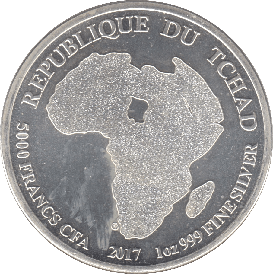 2017 SILVER REPUBLIC OF TCHAD 5000 FRANCS AFRICA - SILVER WORLD COINS - Cambridgeshire Coins