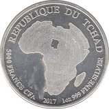 2017 SILVER REPUBLIC OF TCHAD 5000 FRANCS AFRICA - SILVER WORLD COINS - Cambridgeshire Coins
