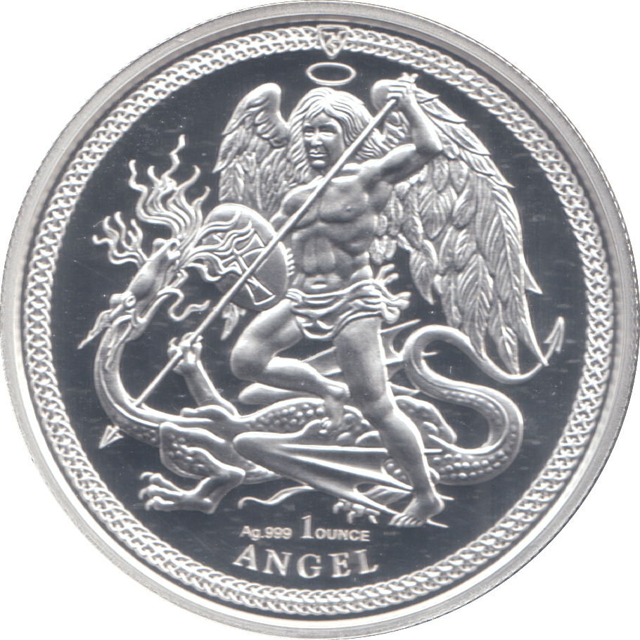 2018 1 OZ FINE SILVER .999 PROOF COMMEMORATIVE ANGEL COIN ISLE OF MAN - SILVER WORLD COINS - Cambridgeshire Coins