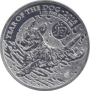 2018 1OZ SILVER 2 POUNDS YEAR OF THE DOG - SILVER WORLD COINS - Cambridgeshire Coins