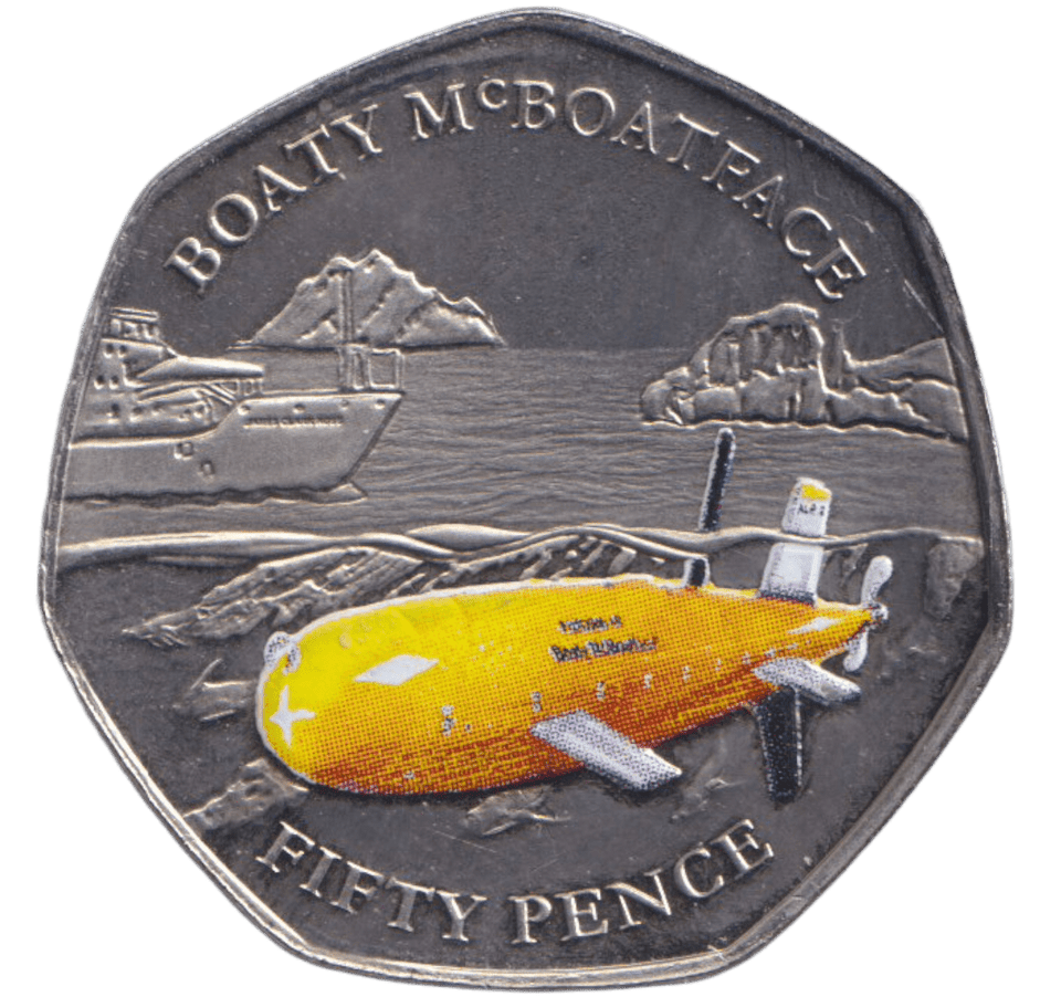2018 50 PENCE BOATY MCBOATFACE COLOURED - WORLD COINS - Cambridgeshire Coins
