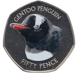 2018 50 PENCE GENTOO PENGUIN FALKLAND ISLANDS COLOURISED ( BU ) - WORLD COINS - Cambridgeshire Coins